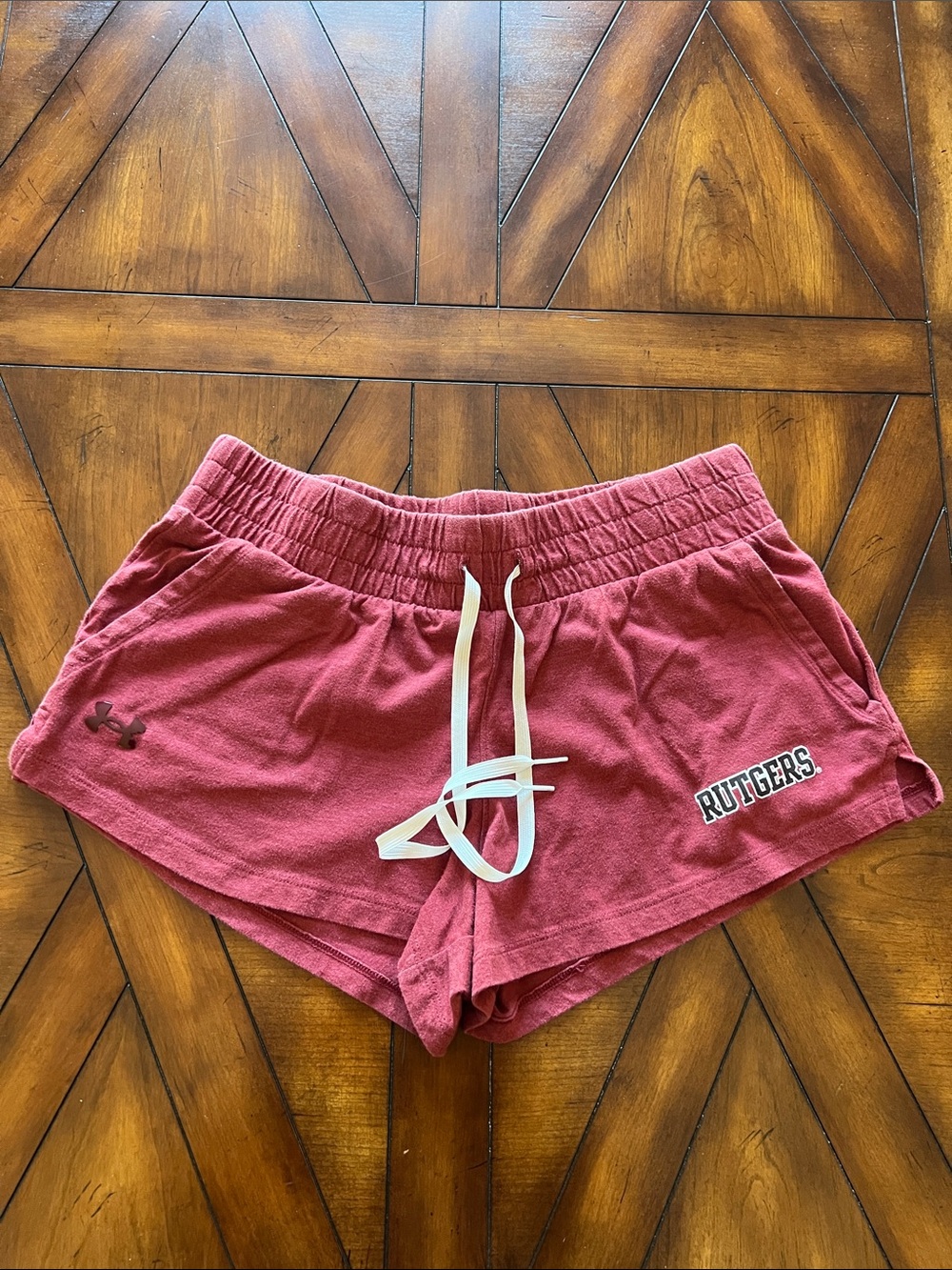 Under Armour Women's Maroon Rutgers Athletic Shorts with Drawstring